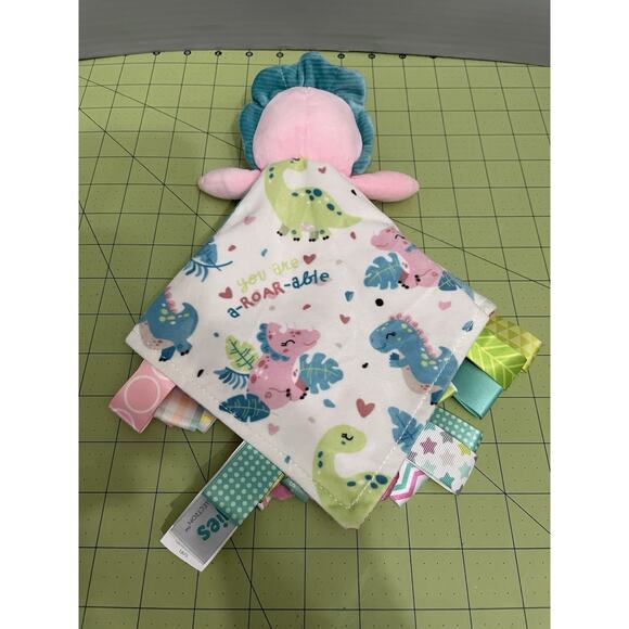 Mary Meyer Taggies Dinosaur Lovey Security Blanket Pink Blue Satan Back - Picture 4 of 12